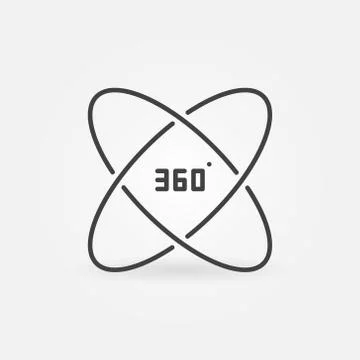 360 degree vector outline concept icon Stock Illustration