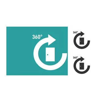 360 degree view and virtual tour rotation icons set Stock Illustration
