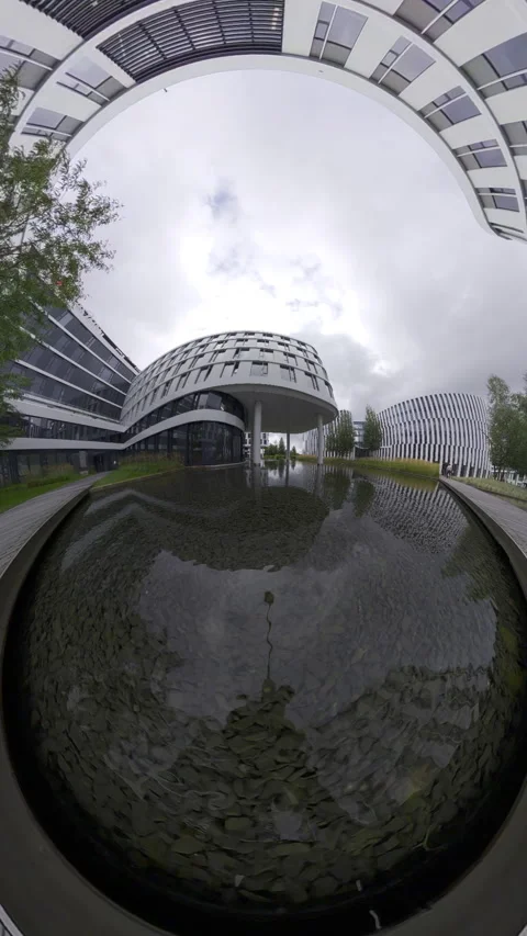 A 360-Degree View of the Courtyard at the EPFL Learning Center Stock Footage 282962690