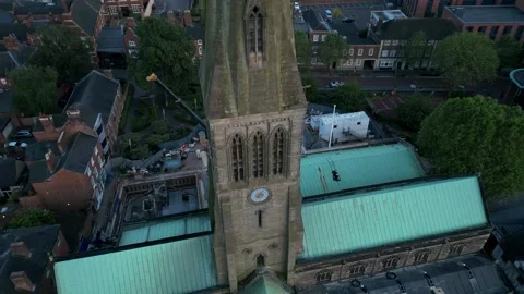 360-Degree View of Leicester Cathedral Tower Stock Footage 243317514
