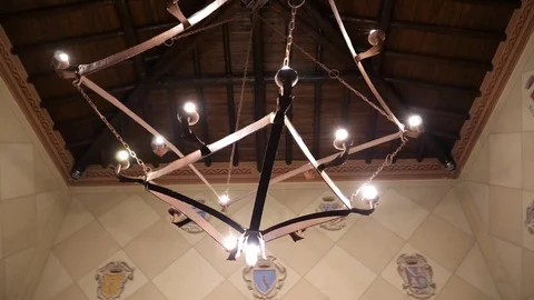 360 degree view of middle age chandelier  Stock Footage 105564639