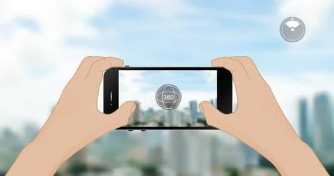 360 degree view in  mobile. Ilustração Stock