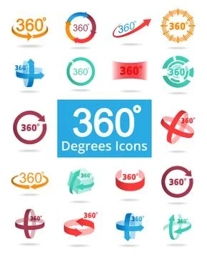 360 Degree View Related Vector Icons Ilustração Stock