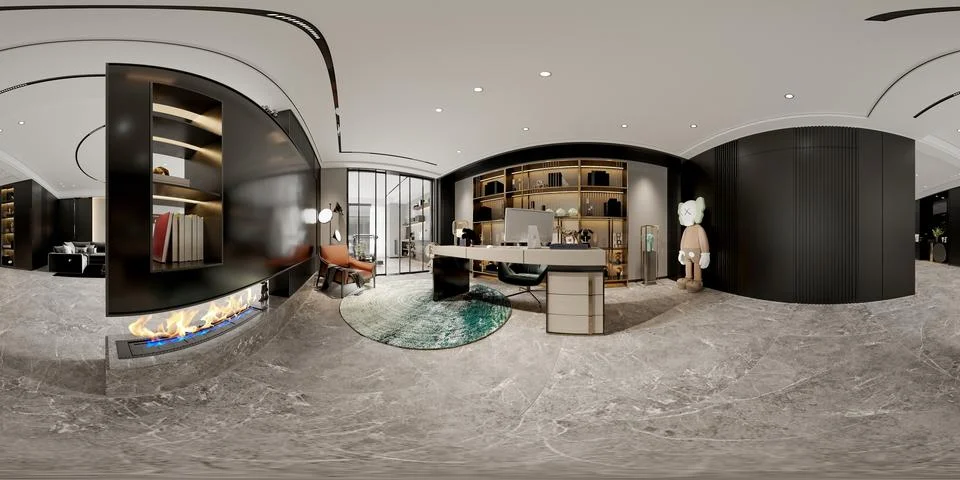 360 degree view Study Room, Office, Working Space Illustrazione stock