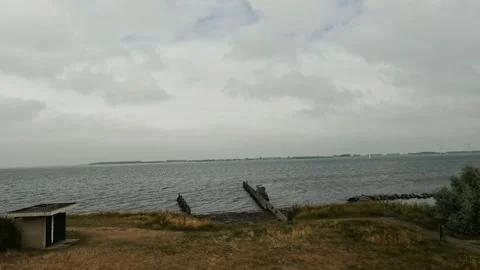 360 degree view from the tower on Mosselplaat Island. Stock Footage 255710186