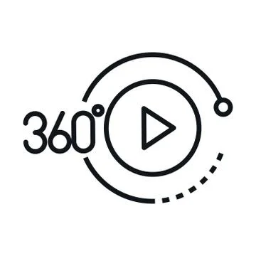 360 degree view virtual tour button linear style icon design Stock Illustration