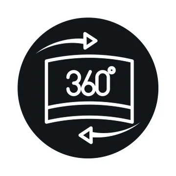 360 degree view virtual tour simulation block and line style icon design Stock Illustration