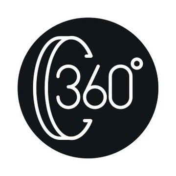 360 degree view virtual tour dimentional block and line style icon design Stock Illustration