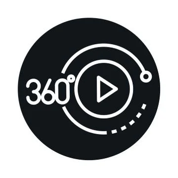 360 degree view virtual tour button block and line style icon design Stock Illustration