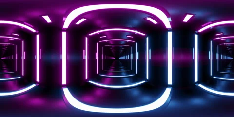 360-Degree View VR Endless Cyber Tunnel Stock Footage 299054069