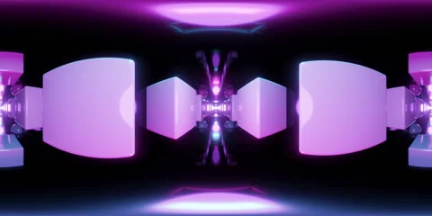 360-Degree View VR Tunnel with Geometric Objects Stock Footage 299074247