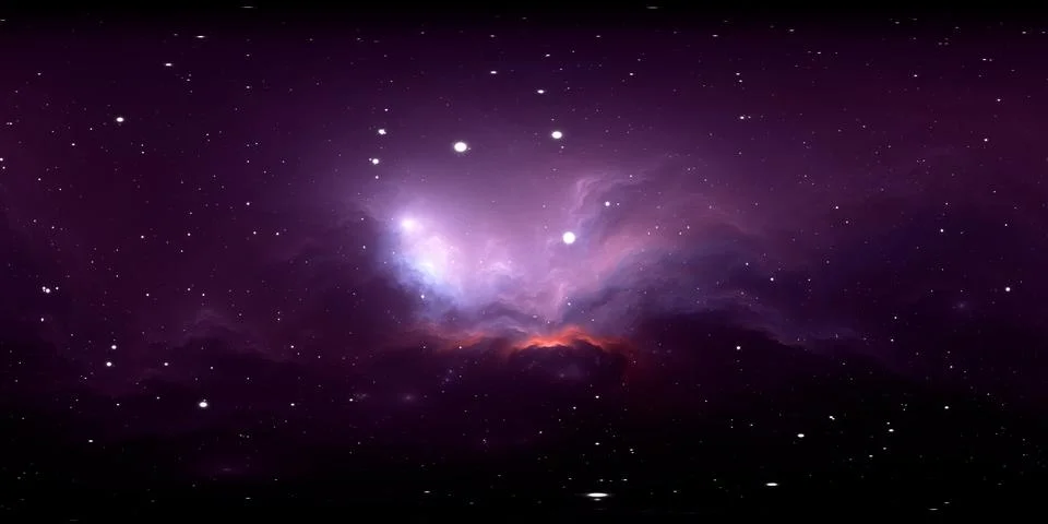 360 degree virtual reality space reflection nebula, equirectangular project.. Stock Illustration