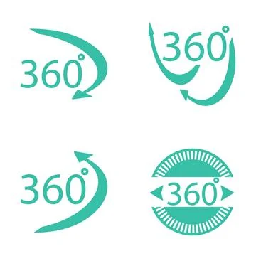 360 degree virtual reality tour rotation icons Stock Illustration
