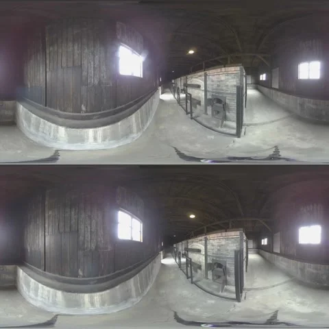 A 360-Degree Virtual Tour of a Crematorium at a German Concentration Camp in Stock Footage 264016597