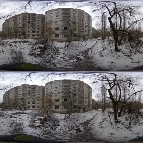A 360-Degree Virtual Tour Inside the Abandoned City of Pripyat, Ukraine Stock Footage 274916108