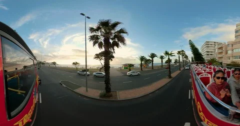 360 Degree VR : View from sunset tour bus running along cape town city. Stock Footage 104597808