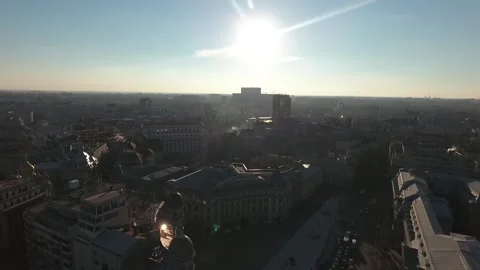 360 degrees Aerial Shot ot Panorama City Bucharest, Romania. 4k Stock Footage 150618331