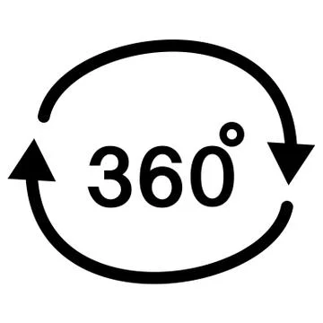 360 degrees angle icon on white background. angle 360 degrees icon Illustrazione stock