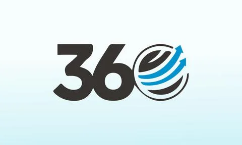 360 degrees angle sign on white background, vector abstract logo design templ Stock Illustration
