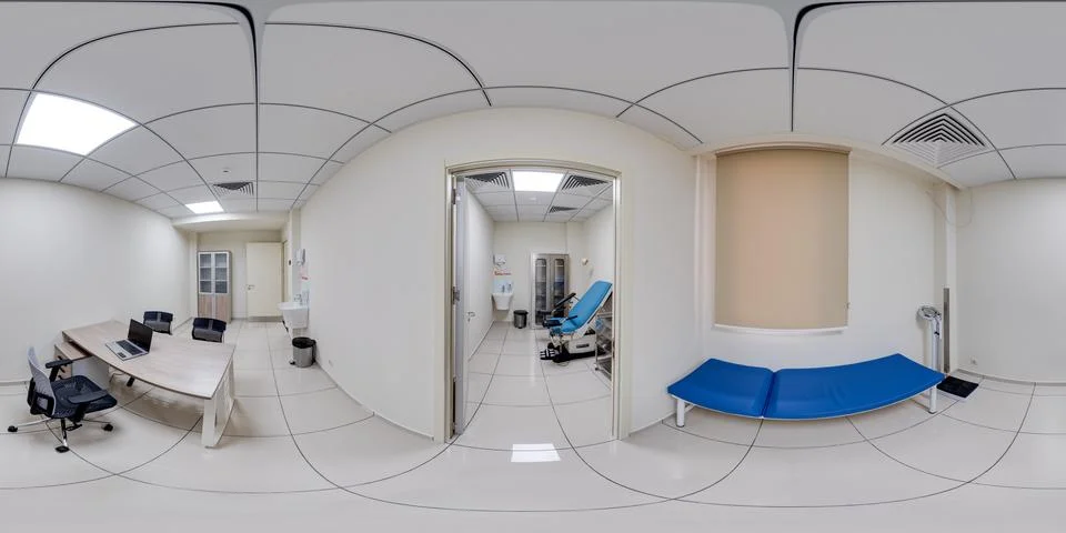 360 degrees angle view in interior of hospital consulting room 写真素材