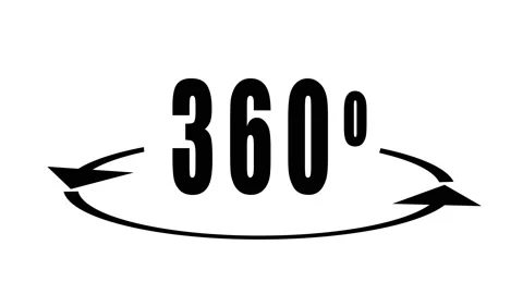 360 degrees animated sign. Angle 360 degree. Virtual reality. Panorama. Stock Footage 171484312