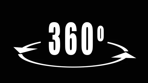 360 degrees animated sign. Angle 360 degree. Virtual reality. Panorama. Transpar Video stock 171546506