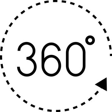 360 Degrees Icon. 360 Degrees vector icon set. Rotate symbol. 180 Degrees Illustrazione stock