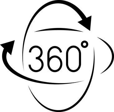 360 Degrees Icon. 360 Degrees vector icon set. Rotate symbol. 180 Degrees 스톡 일러스트