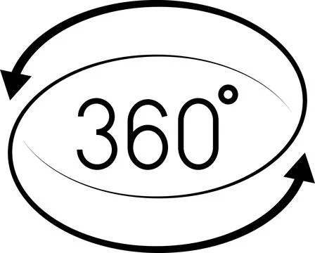 360 Degrees Icon. 360 Degrees vector icon set. Rotate symbol. 180 Degrees Stock Illustration
