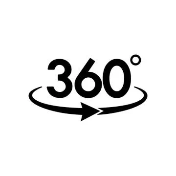 360 degrees icon in black simple design on an isolated white background. EPS  Stock Illustration