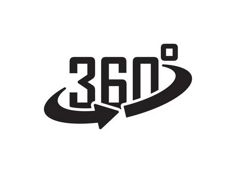 360 degrees icon in flat style. Rotate symbol vector illustration on isolat.. Stock Illustration