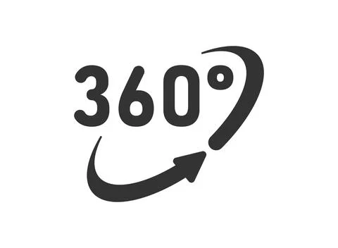 360 degrees icon in flat style. Rotate symbol vector illustration on isolat.. Stock Illustration