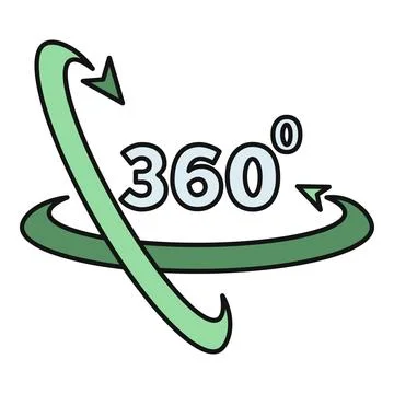 360 degrees icon representing panoramic view rotation Stock Illustration