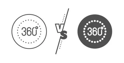 360 degrees line icon. Panoramic view sign. VR technology simulation. Vector Stock Illustration