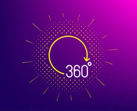 360 degrees line icon. VR simulation sign. Panoramic view. Vector Illustrazione stock