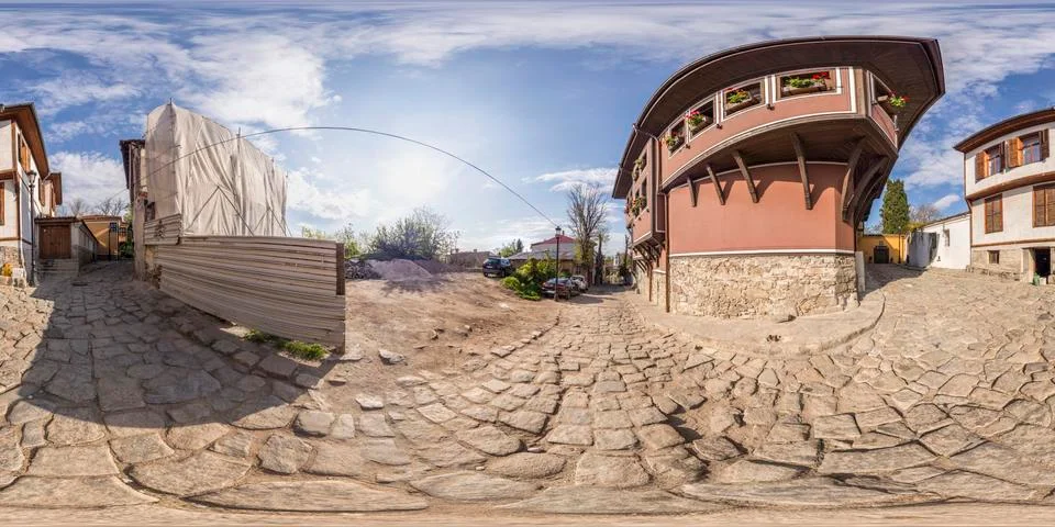 360 degrees panorama of the House-museum of Atanas Krastev in Plovdiv, Bulgar Stock Photos