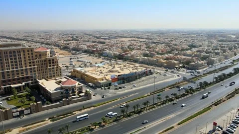 A 360 degrees panorama of Riyadh from a camera drone Stock Footage 296341767
