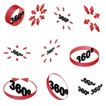 360 Degrees Panorama view isolated vector illustrations Stock Illustration
