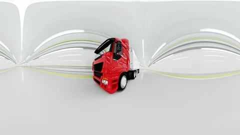 360 degrees panoramic video. red truckin a tunnel. fast driving Stock Footage 70063526