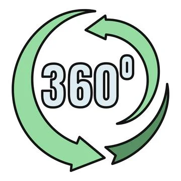 360 degrees rotation arrow icon for panoramic view Ilustração Stock