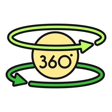 360 degrees rotation arrow icon for virtual reality Stock Illustration