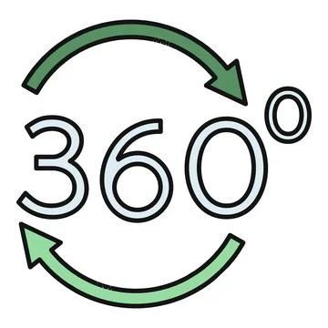 360 degrees rotation symbol representing panoramic full view Stock Illustration
