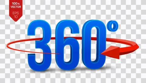 360 degrees sign. 3d isometric Angle 360 degrees view icon isolated on transp Stock Illustration