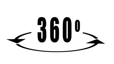 360 degrees sign. Angle 360 degree. Panorama. 3D render. Stock Illustration