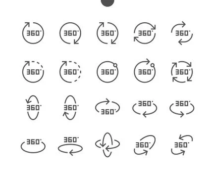 360 Degrees UI Pixel Perfect Well-crafted Vector Thin Line Icons 48x48 Ready for Stock Illustration
