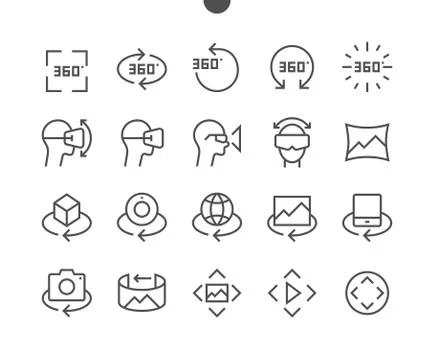 360 Degrees UI Pixel Perfect Well-crafted Vector Thin Line Icons 48x48 Ready for Stock Illustration