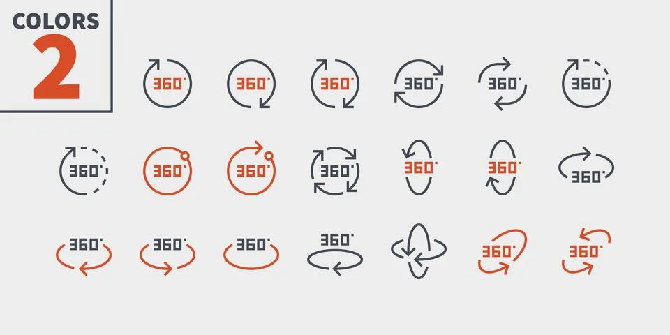 360 Degrees UI Pixel Perfect Well-crafted Vector Thin Line Icons 48x48 Ready for Stock Illustration