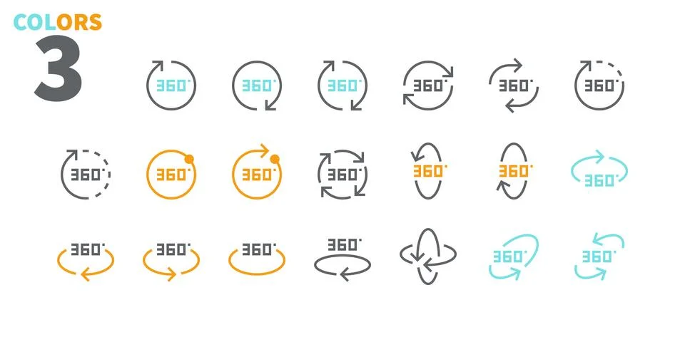 360 Degrees UI Pixel Perfect Well-crafted Vector Thin Line Icons 48x48 Ready for Stock Illustration