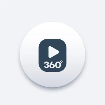 360 degrees video content icon, vector button Stock Illustration