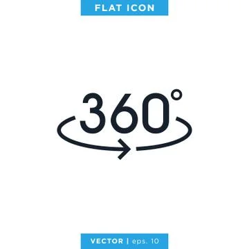 360 Degrees View Icon Vector Design Template Stock Illustration